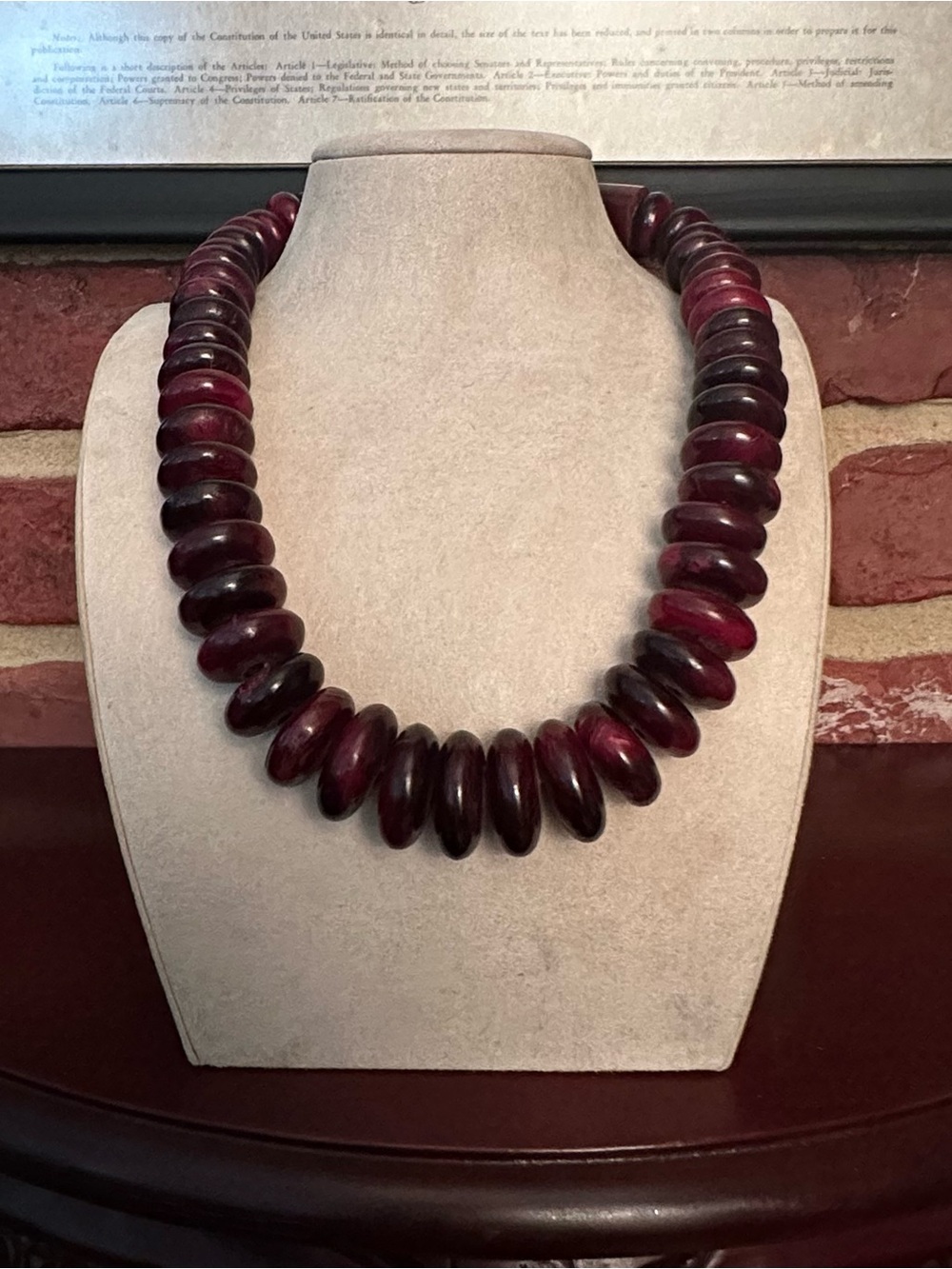 Rare Vintage Catherine Noll Red Horn Graduated Disk Statement Necklace 22 Inches
